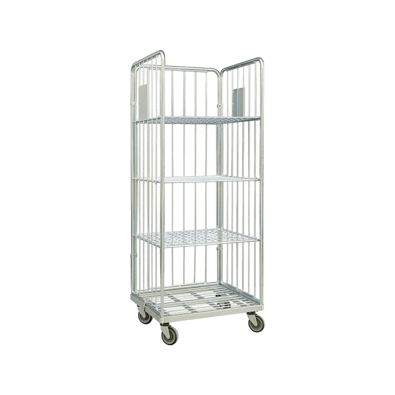 Industrial Logistic Multi-Layer Folding 3 Sided Roll Cage Trolley